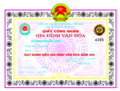 Hình ảnh file gốc Giấy công nhận gia đình văn hóa CorelDRAW cho in UV