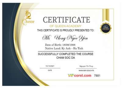 Tải file gốc Giấy chứng nhận tốt nghiệp khóa học chăm sóc da dùng cho in ấn