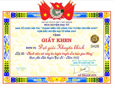 Tải file Giấy khen đoàn TNCS Hồ Chí Minh BCH huyện Đại Từ (PSD) cho in tranh 3D