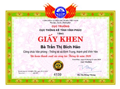 Tải file Giấy khen cục thống kê tỉnh Vĩnh Phúc Tặng file corel (gốc) để in ấn ngay
