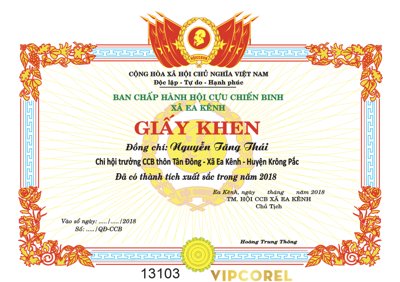 File gốc Giấy khen của Hội Cựu Chiến Binh #2 vector (vector) cho in ấn