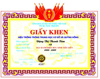 Tải file Giấy khen trường THCS xã Quỳnh Hồng lớp 7B (gốc) chủ đề tôn giáo