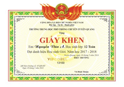 Tải file Giấy khen trường THPT đạt danh hiệu học sinh giỏi (gốc) in ấn ngay lập tức