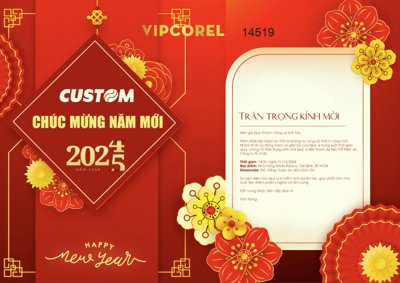 File tranh Giấy mời chúc mừng năm mới 2025 file PSD (bản gốc) in lụa 5D