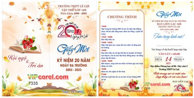 File tranh Giấy mời họp lớp kỷ yếu 20 năm ngày ra trường 2023 file corel (ảnh gốc) độc quyền