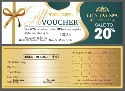 File tranh Gift Voucher Tây Liên Spa - phun xăm thẩm mỹ file corel (gốc) in vải canvas