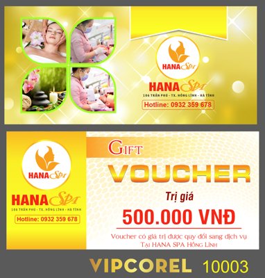 File gốc Gift voucher Hana Spa file vector corel (in mica) làm quà tặng