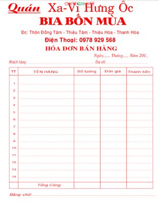 File tranh Hóa đơn bán hàng Bia hơi bốn mùa file Corel (gốc) chủ đề tĩnh vật