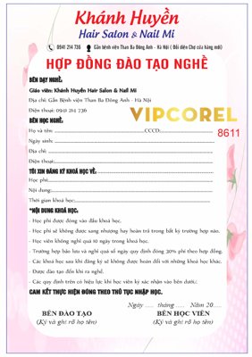 File in mica Hợp đồng đào tạo nghề hair salon Khánh Huyền (bản gốc) siêu trong