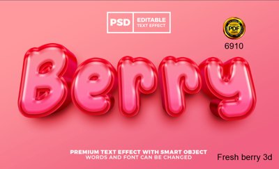 Tải file gốc Hiệu ứng chữ PSD - Fresh Berry 3d file PSD (bản PSD) còn layer