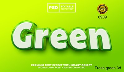 File tranh Hiệu ứng chữ PSD - Fresh green 3d file PSD (ảnh gốc) in trần xuyên sáng