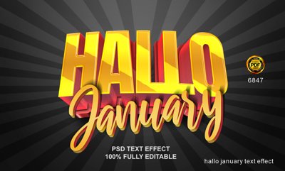 File in trần Hiệu ứng chữ PSD - Hallo january file PSD (bản gốc) trời sao