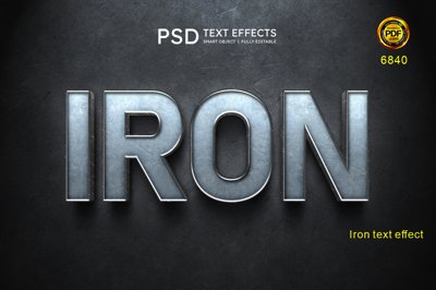 File in mica Hiệu ứng chữ PSD - Iron text effect file PSD (bản gốc) làm vách ngăn