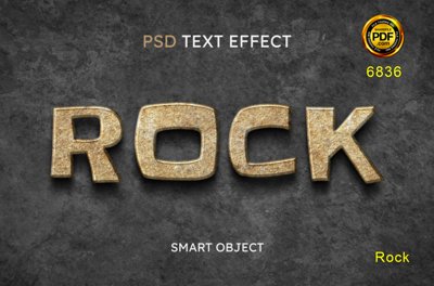 File gốc Hiệu ứng chữ PSD - Rock file PSD (chuẩn CMYK) cho nhà in