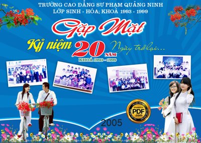 Download file tranh PSD Kỷ niệm 20 năm ngày trở lại cao đẳng sư phạm Quảng Ninh để chỉnh sửa