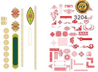 Tải file gốc Khung viền trang trí đồ họa - Hoa văn góc file Corel (để in lụa)