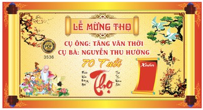 File PSD Lễ mừng thọ cụ ông và cụ bà tuổi 70 file corel (bản gốc) đã tách nền