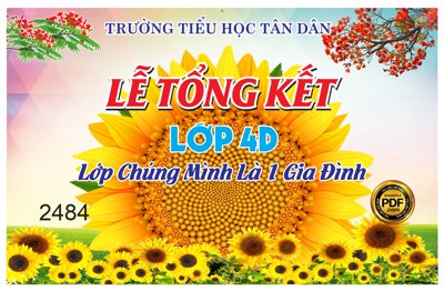 File gốc Lễ tổng kết lớp 4D trường tiểu học Tân Dân file CorelDRAW (in lụa) hoa văn cổ điển
