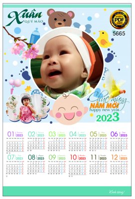 File in trần Lịch treo tường Chúc mừng năm mới 2023 #16 corel (bản gốc) bầu trời