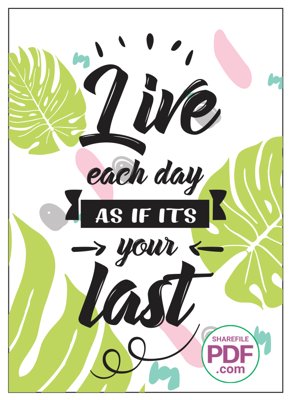 File in trần Live each day as if its your last file vector PDF (bản gốc) mây trời