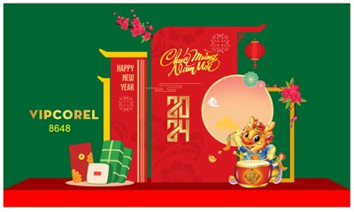 Download file gốc Mô hình decor khu chụp ảnh tết 2024 #4 (in lụa) hoa lá