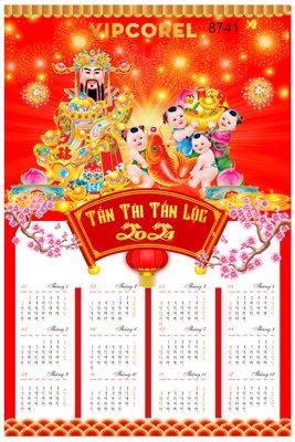 File gốc Mẫu Lịch tết treo tường 2024 file corel (cho in 3D) độc đáo