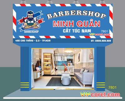 Chi tiết file ảnh Mẫu biển cắt tóc nam Minh Quân Barbershop sắc nét