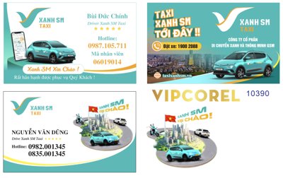 File tranh in mica Mẫu danh thiếp card visit 2 mặt taxi Xanh SM (độ phân giải cao)