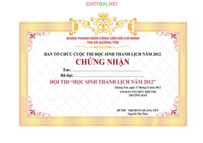 File in ấn chuyên nghiệp Mẫu giấy chứng nhận Cuộc thi học sinh thanh lịch file AI (file gốc)