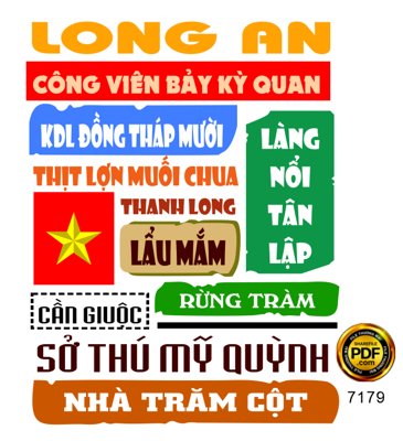 File tranh Mẫu in áo du lịch tỉnh Long An file corel (gốc) in vải canvas
