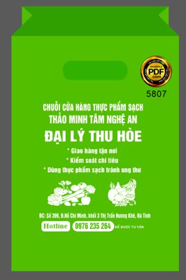 File in trần Mẫu in túi đại lý Thu Hòe - thực phẩm sạch (file gốc) hoa văn 3D