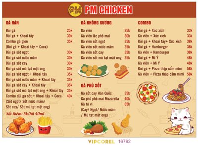 File in ấn Mẫu menu quán gà rán Chicken file corel (bản gốc) chất lượng cao