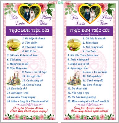 File ảnh Mẫu menu thực đơn tiệc cưới #2 file CorelDRAW (gốc) in standee