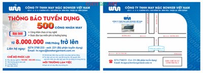 Hình ảnh file gốc Mẫu tờ rơi a5 tuyển dụng may mặc nền xanh (chất lượng cao)