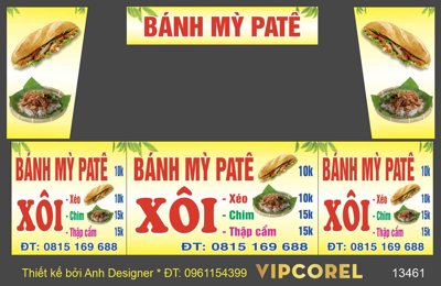Ảnh gốc Mẫu thiết kế dán xe bán bánh mỳ patê - xôi (siêu chi tiết) để in ấn