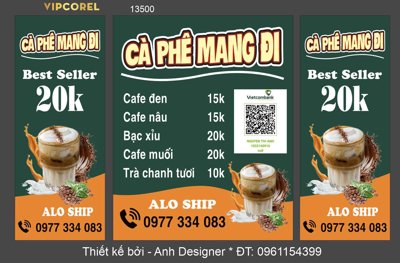 File gốc in ấn Mẫu thiết kế dán xe bán hàng cà phê mang đi chuẩn màu CMYK