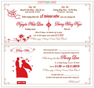 File tranh Mẫu thiệp cưới đẹp #18 - Wedding Invitation file CDR (ảnh gốc) sắc nét hoàn hảo