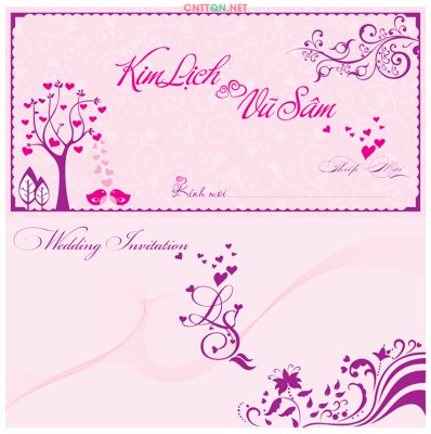 Chi tiết file gốc Mẫu thiệp cưới đẹp #5 - Wedding Invitation file CDR (cho in tráng gương)