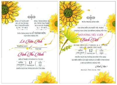 File tranh in mica Mẫu thiệp cưới có họa tiết hoa hướng dương (độ phân giải cao)