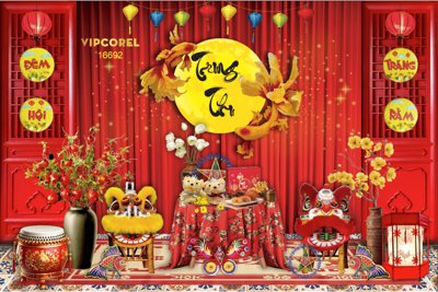 File ảnh Mẫu tiểu cảnh trang trí trung thu 2025 #3 vector (gốc) dùng in Pano