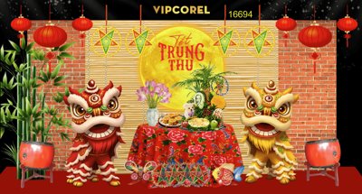 File gốc Mẫu tiểu cảnh trang trí trung thu 2025 #5 vector (in ấn) màu sắc trung thực