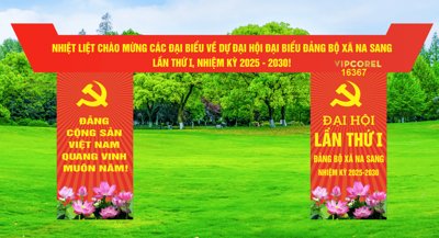 File tranh gốc in trần nhà Mẫu trang trí cổng Đại hội đảng bộ xã Na Sang 3D