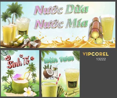 File gốc Mẫu xe bán hàng nước dừa - nước mía vector (in mica) trang trí