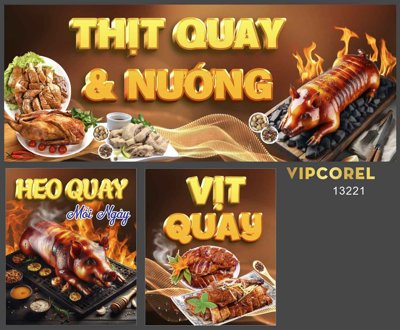 File gốc Mẫu xe bán thịt quay - heo quay - vịt quay (in tráng gương) nghệ thuật