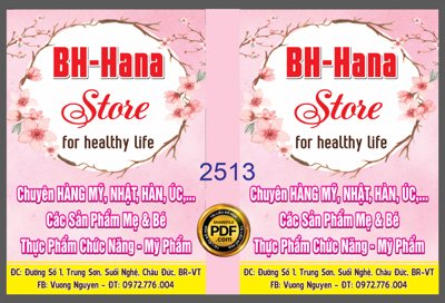 Tải file Market BH-Hana Store for healthy life - chuyên hàng Mỹ (ảnh gốc) in gạch 3D
