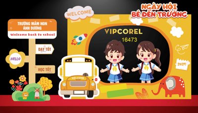 File tranh Market Chào mừng năm học mới 2025 #34 file corel (gốc) in film