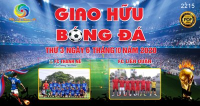 File PSD Market Giao hữu bóng đá FC Thanh Nê và FC Liên Quân file CDR (gốc) tách lớp chi tiết