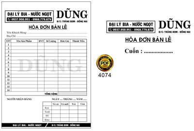 File gốc Market Hóa đơn bán lẻ Đại lý bia file corel (cho in UV) siêu nét