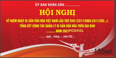 File tranh Market Hội nghị di sản văn hóa nền đỏ trống đồng (bản gốc) in canvas