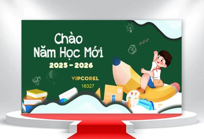 Download file Market Khai giảng chào năm học mới 2025 #25 file corel (gốc) in mica cao cấp